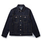Retro denim jacket in soft studio light showing the blue wash