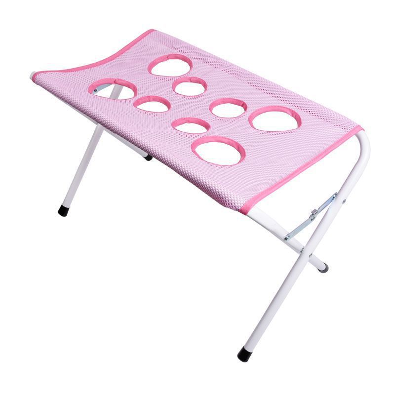 Foldable pet grooming stand, pink folding grooming stand with mesh top