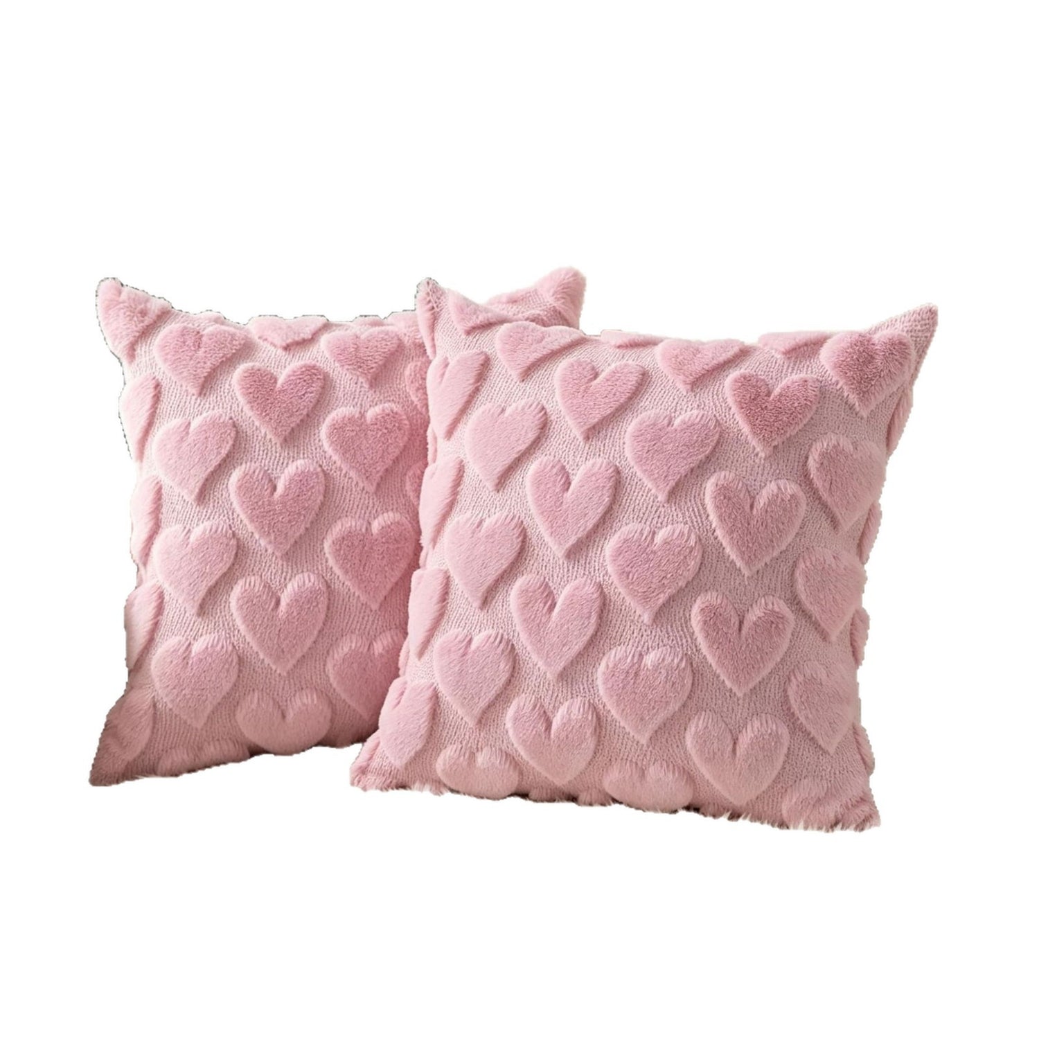 Plush carved cushion cover with a carved heart motif standing out of the soft plush pile