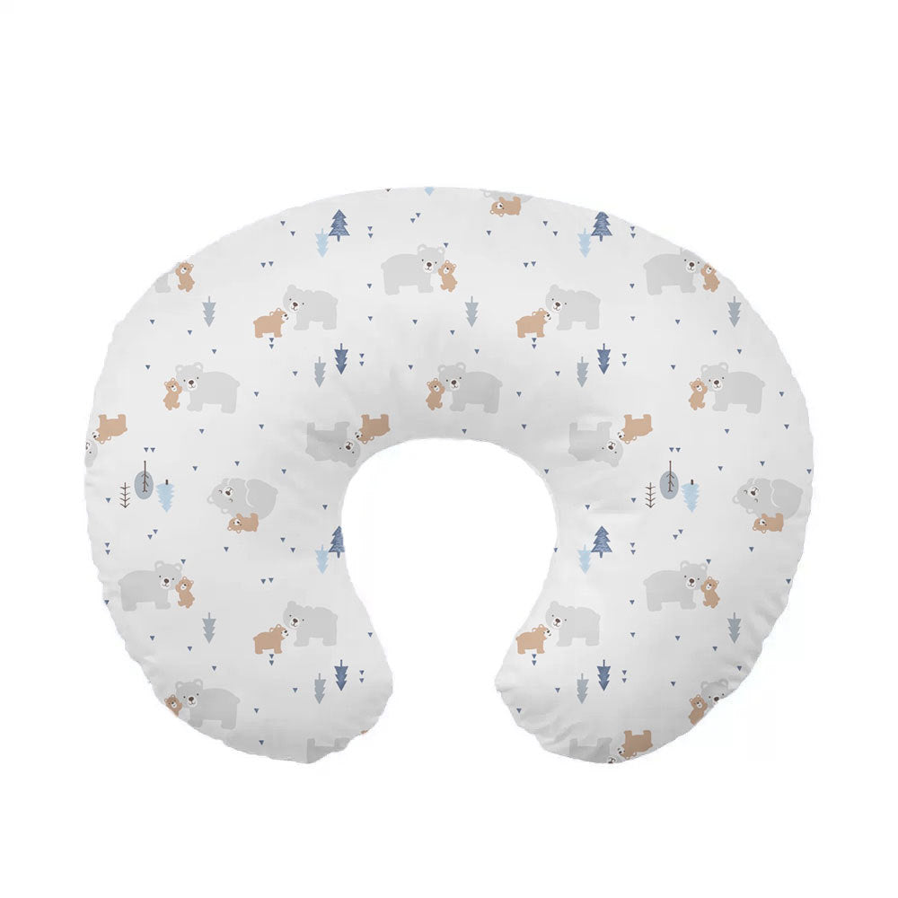 U-shaped pillowcase with tiny tan and gray bears on white, option Little Bears Pillowcase