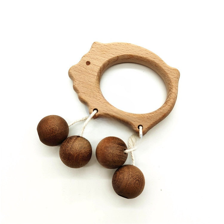 Wooden Baby Rattle Teether Toy | close up material texture