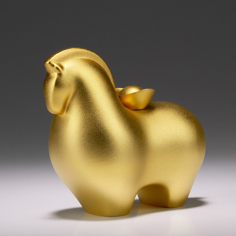 Gold Plated Brass Horse Desktop Decoration
