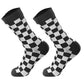 Waterproof black and white checkerboard crew socks, size M 40-42