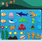 Ocean felt story board with felt fish, octopus, shark and seahorse pieces on blue felt for children