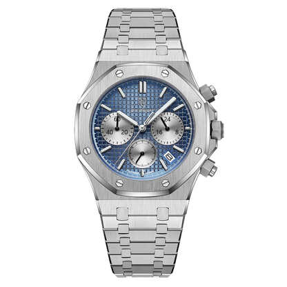 Quartz watch shown next to a hand for size and case scale reference