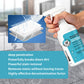 Hand sprays the coating onto tile to break down dirt and stains