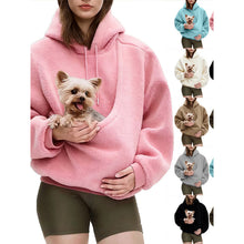 Women's Hooded Plush Pullover Sweatshirt with Front Pouch Pocket