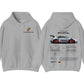 Sport Grey cotton hoodie, front and back, with crest and PORSCHE wordmark on the chest and 911 GT3 RS back print