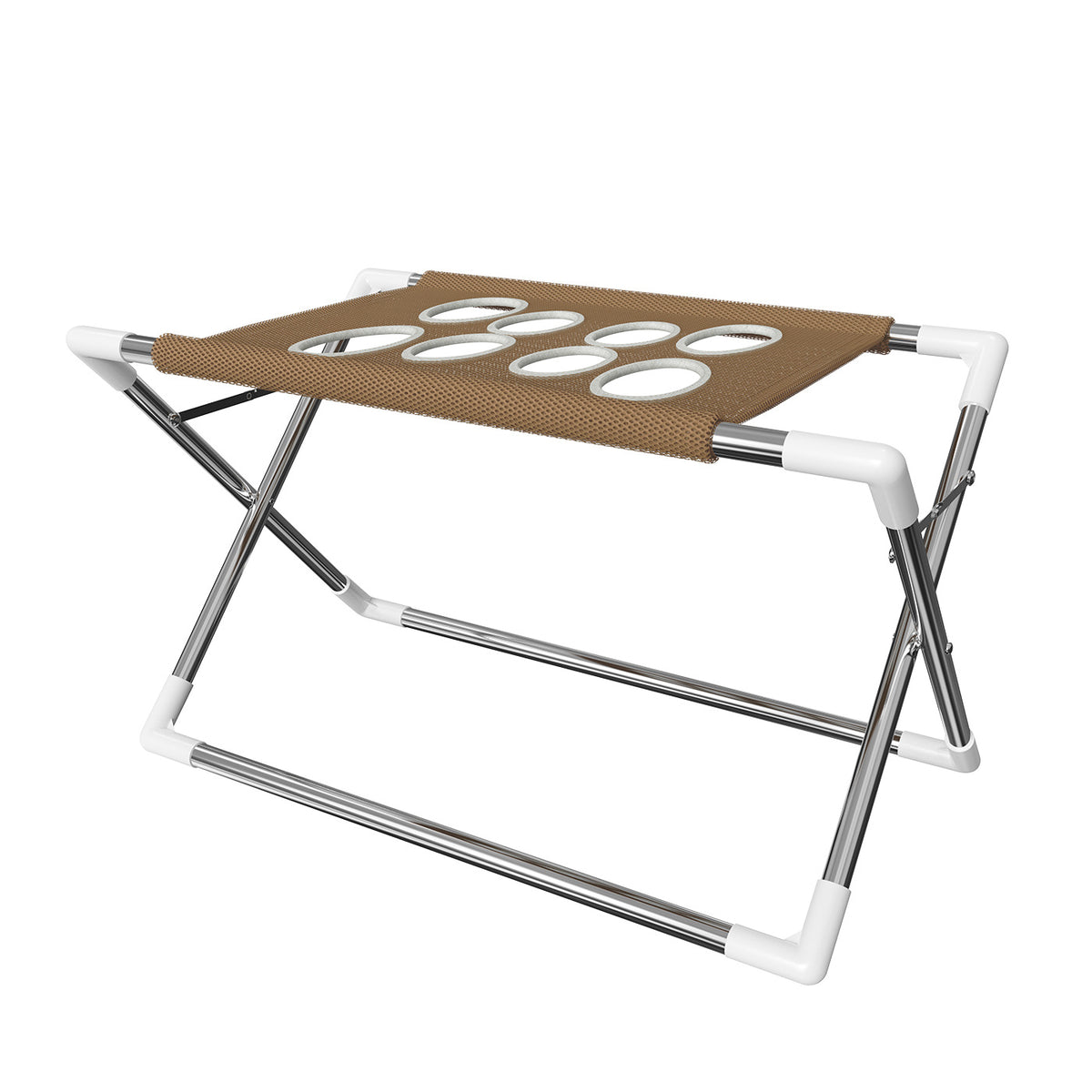 Foldable pet bathing stand, khaki folding bathing stand with mesh top