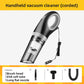 Handheld car vacuum with USB charging cable and nozzle attachments in the set