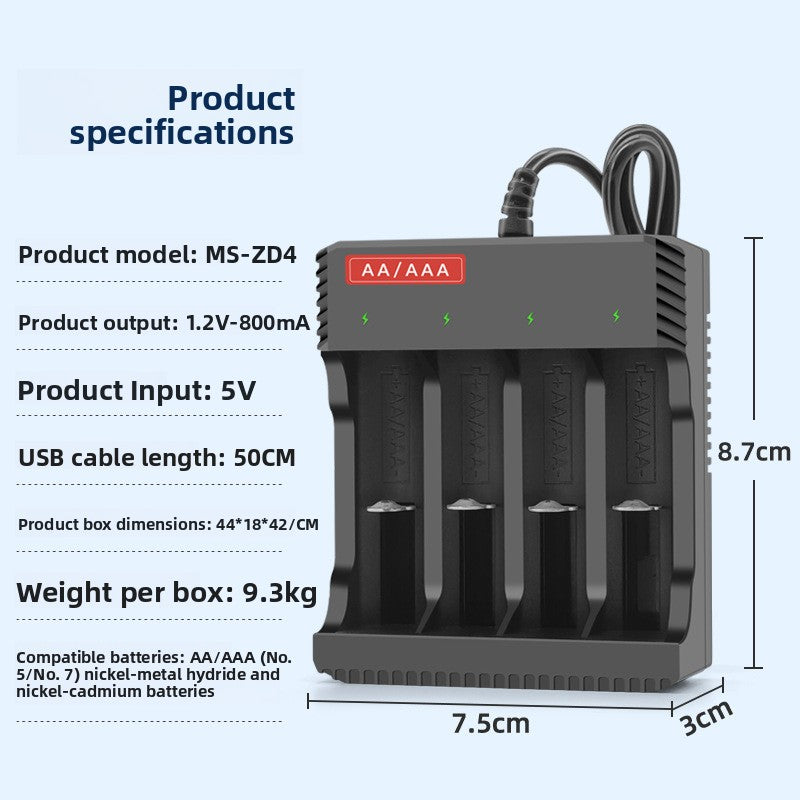 Smart turn light battery charger four-slot USB charger
