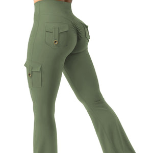 Front view of compression nylon leggings with V waistband