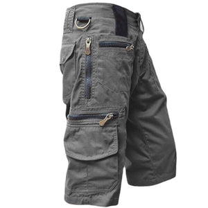 Cropped cotton pants showing loose straight leg cut