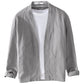 Roll back cuff of the ramie blend open front jacket