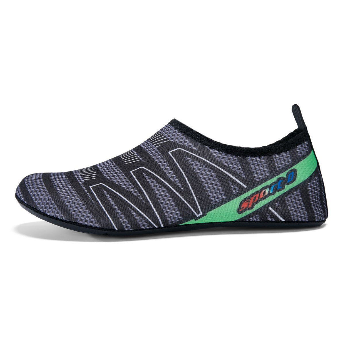 Slip on quick dry water shoe with a stretch mesh upper and grippy TPR sole, assorted colors