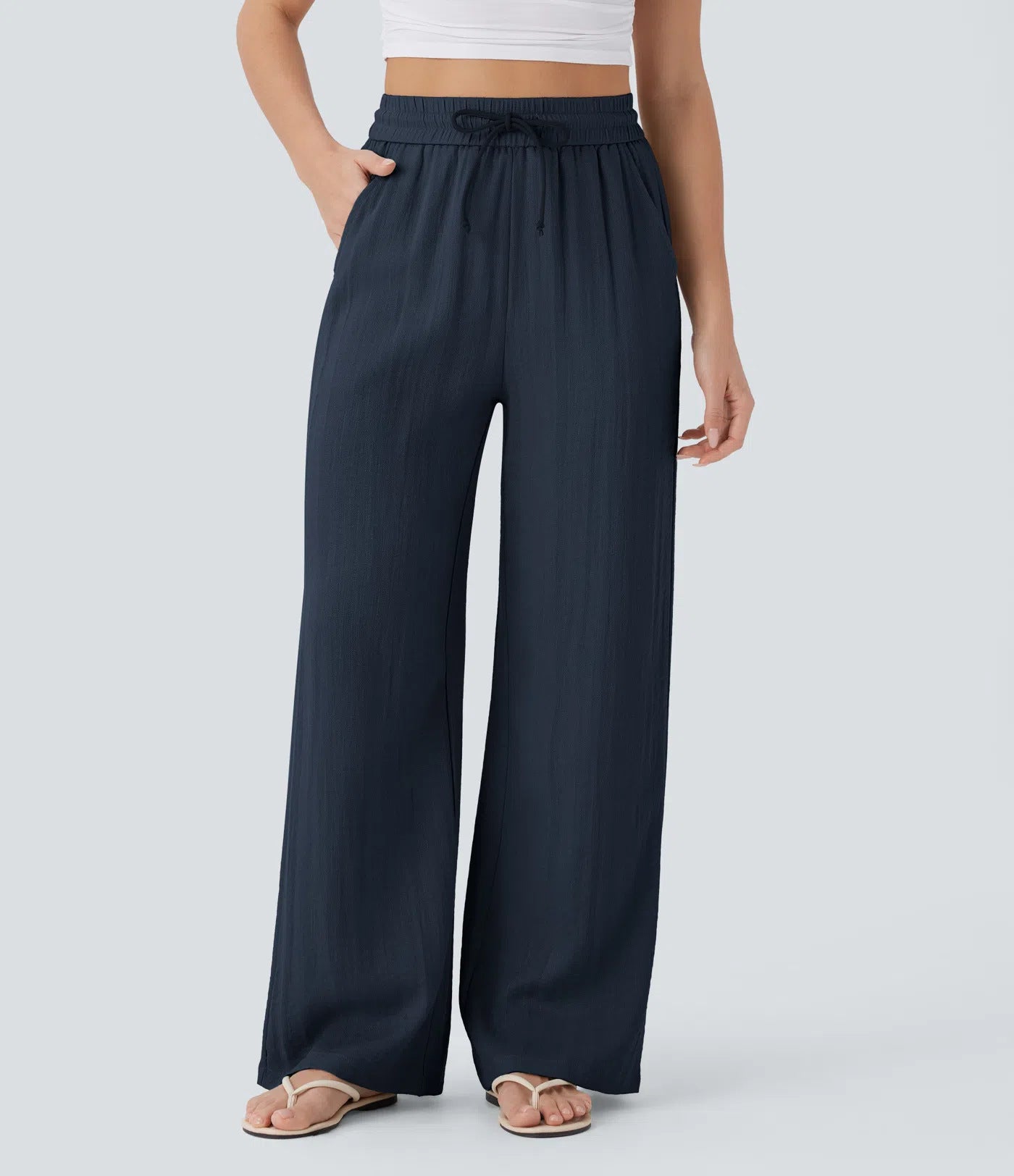Linen yoga pants with drawstring waist | color comparison