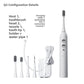 White Q2 electric flosser handle with brush heads, tooth tip, holder, water pipe and cup