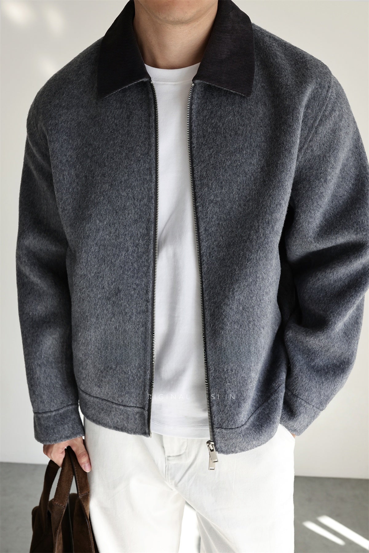 Wool Blend Corduroy Lapel Jacket | packaging and includes overview
