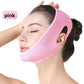 Stretchy face and chin compression wrap laid flat to show its shape