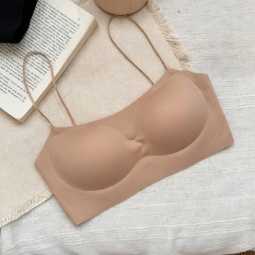 Womens seamless wireless bralette in black, moulded cup detail