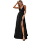 Elegant Sleeveless Long Swing Dress With Deep V