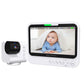 Large screen baby monitor with a compact camera, a baby lying under a white blanket on the display