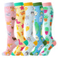 Knee high graduated compression socks shown as an assorted colour and print pack