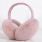 Dusty Rose Fabric Band foldable plush winter earmuffs, front three quarter view