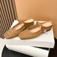 Camel woven openwork Mary Jane mule with a silver tone ball button, option Camel size 37