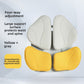 Back support cushion strapped to a car seat for a long drive