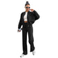 Black fleece zip jacket and wide-leg pants set, full length