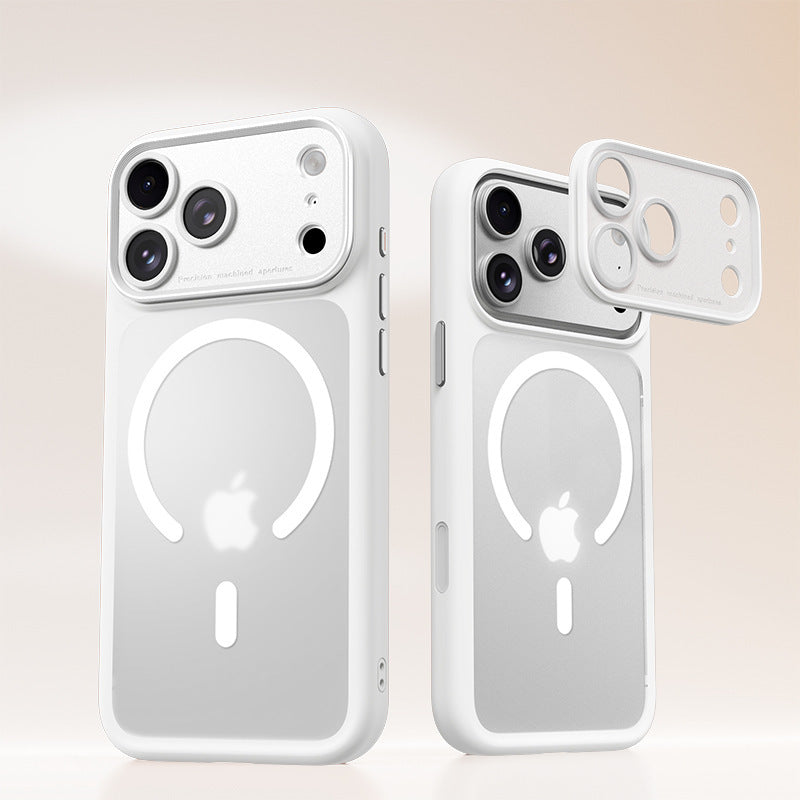 Two frosted phone cases shown together in different solid finishes, back view