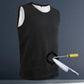Wearer reaches across counter, vest stays flat and unseen