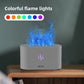 Close view of the flame effect diffuser nozzle with the warm glowing mist
