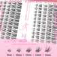 Lash extension clusters in five lengths from 8 mm to 16 mm, 110 pieces shown on a pink DIY lashes panel