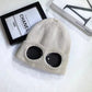 Unisex Men Women Knitted Hat with Goggles Windproof Winter Warmer Ski Beanies Soft Warm Anti-Slip Ear Protection Garros