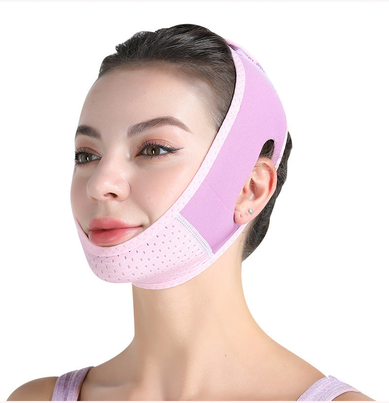 Breathable mesh section under the chin of the face compression wrap