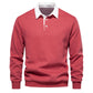 Front view product shot of the long sleeve polo collar pullover