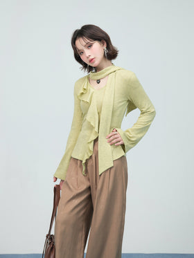 Ruffled Ribbon Knit Top