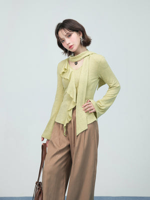 Ruffled Ribbon Knit Top | front view product hero shot