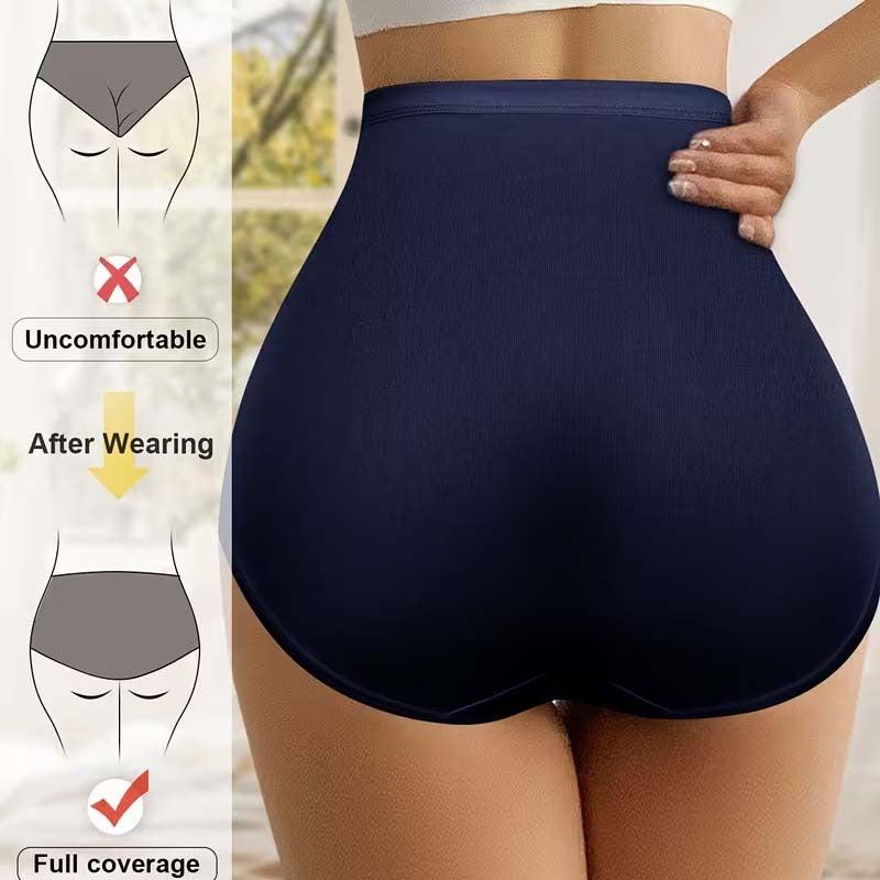 Back view of the high waisted seamless brief with a full coverage seat