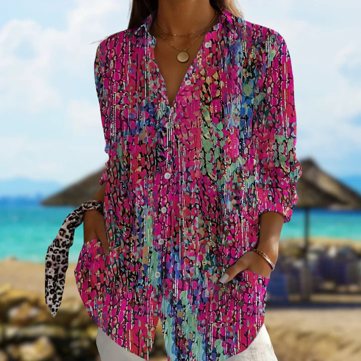 Long Sleeve Floral Print Shirt | travel friendly carry scenario