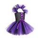 Back view of the purple witch dress showing the ribbon laced bodice