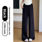 Womens high waist wide leg linen blend drawstring trousers, detail of the slant side pocket in the seam