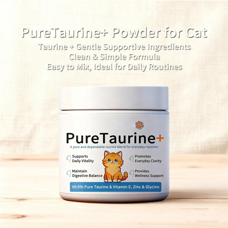 Close up of the fine loose taurine powder texture for cats
