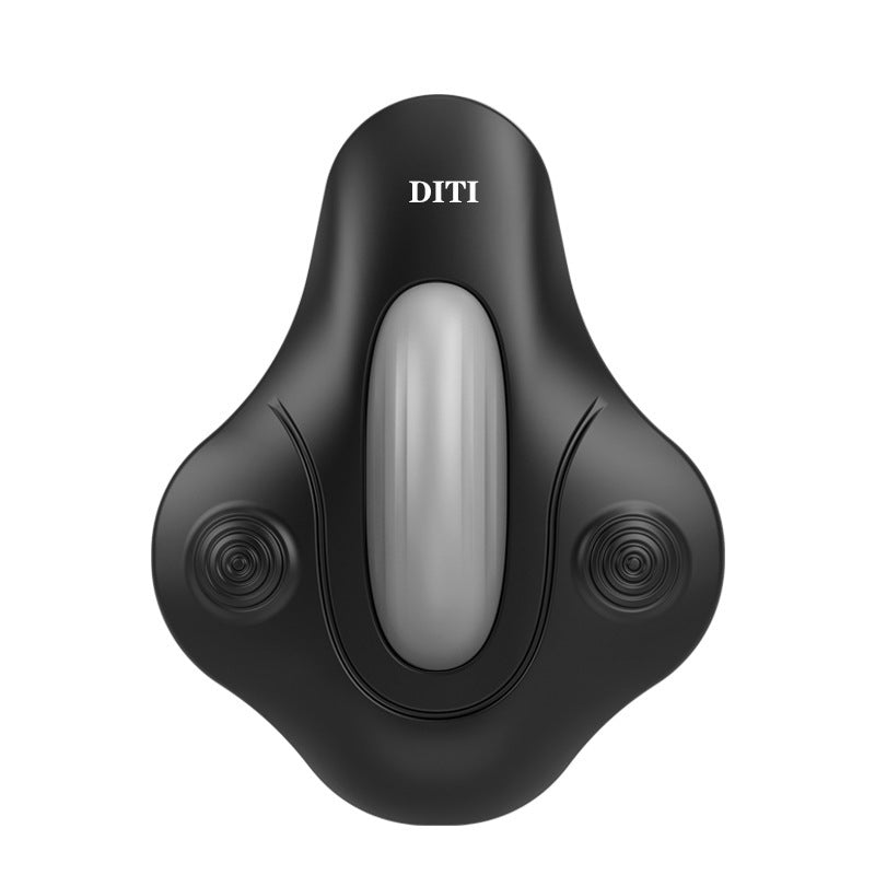 Front view of the black contoured pelvic floor trainer pad on a plain white background