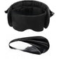 Black long eye mask with padded side wings and a buckle strap above a black fabric loop, Armrest option set