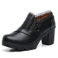 Womens Round Toe Platform Shoes with Side Zipper