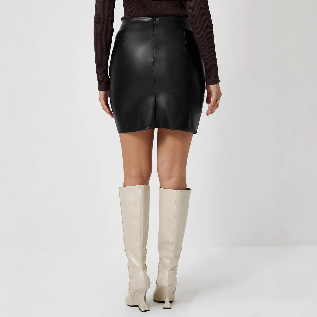 Front view of the short-sleeve women's top showing its soft draped line