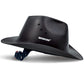 Black cowboy style hard hat safety helmet with vent slots side view